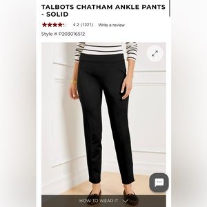 TALBOTS CHATHAM ANKLE PANTS - Black - size 8